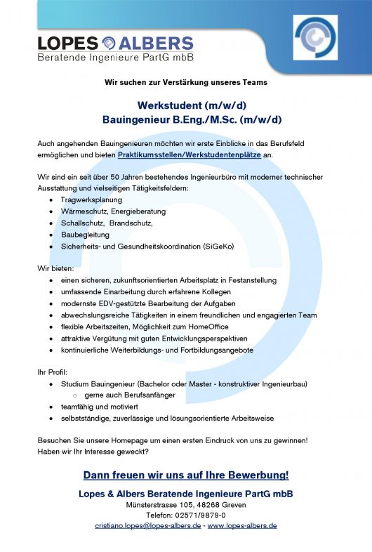 Stellenanzeige Werkstudent 2026